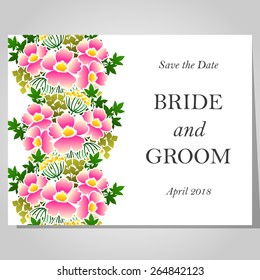 Wedding invitation cards with floral elements