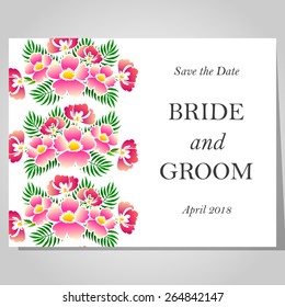 Wedding invitation cards with floral elements