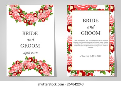 Wedding invitation cards with floral elements
