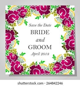 Wedding invitation cards with floral elements