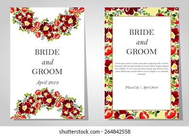 Wedding invitation cards with floral elements