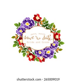 Wedding invitation cards with floral elements