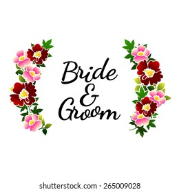 Wedding invitation cards with floral elements