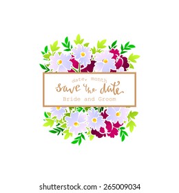 Wedding invitation cards with floral elements