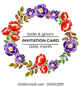 Wedding invitation cards with floral elements