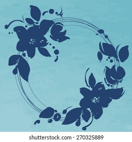 Wedding invitation cards with floral elements. Floral frame and place for your text. Use for invitations, announcement cards. Vector illustration.