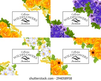 Wedding invitation cards with floral elements. 