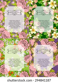 Wedding invitation cards with floral elements.