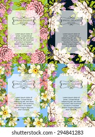 Wedding invitation cards with floral elements.