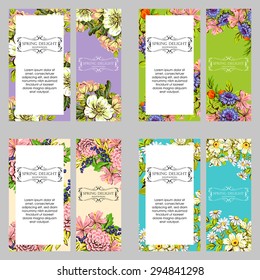 Wedding invitation cards with floral elements.