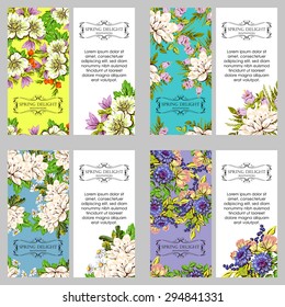 Wedding invitation cards with floral elements.