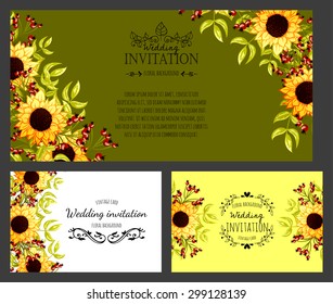 Wedding invitation cards with floral elements. Easy to edit. Perfect for invitations or announcements.
