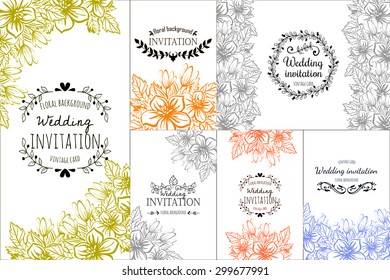 Wedding invitation cards with floral elements