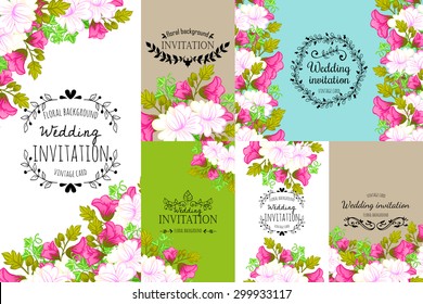 Wedding invitation cards with floral elements