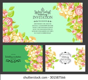 Wedding invitation cards with floral elements Wedding invitation cards with floral elements
