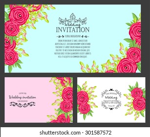 Wedding invitation cards with floral elements