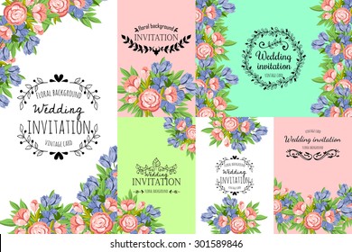 Wedding invitation cards with floral elements