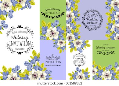Wedding invitation cards with floral elements