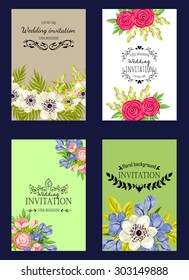 Wedding invitation cards with floral elements