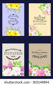 Wedding invitation cards with floral elements