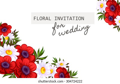 Wedding invitation cards with floral elements