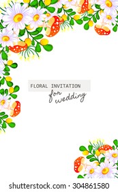 Wedding invitation cards with floral elements.