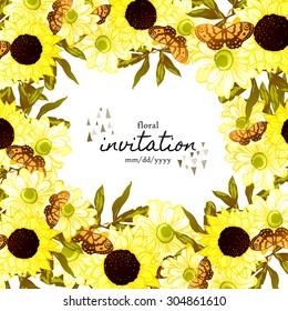 Wedding invitation cards with floral elements.