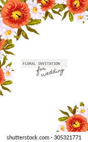 Wedding invitation cards with floral elements