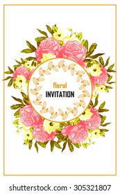 Wedding invitation cards with floral elements