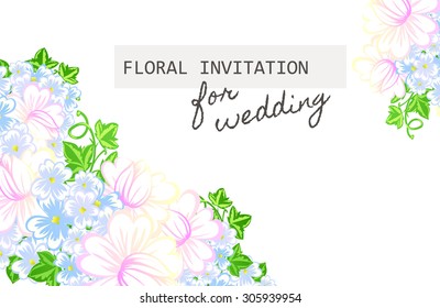 Wedding invitation cards with floral elements