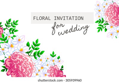 Wedding invitation cards with floral elements