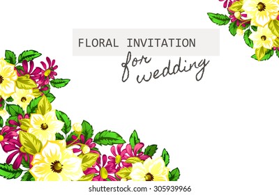 Wedding invitation cards with floral elements