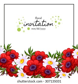 Wedding invitation cards with floral elements
