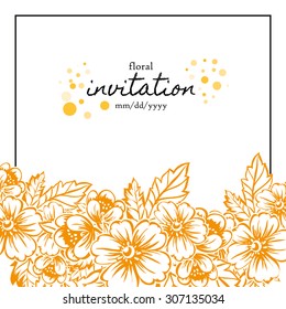 Wedding invitation cards with floral elements