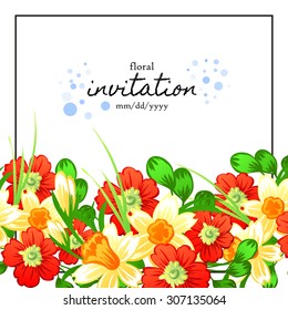 Wedding invitation cards with floral elements