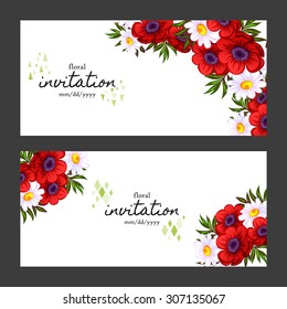 Wedding invitation cards with floral elements