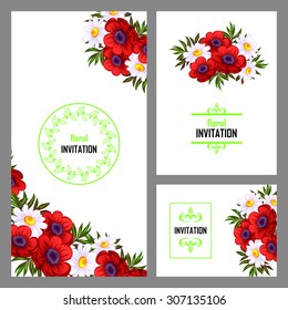 Wedding invitation cards with floral elements