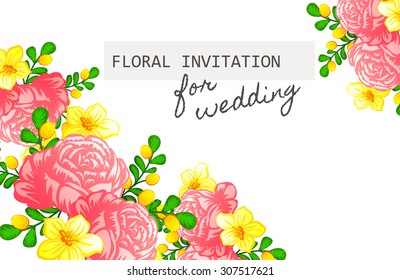 Wedding invitation cards with floral elements