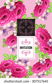 Wedding invitation cards with floral elements