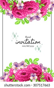Wedding invitation cards with floral elements