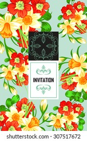 Wedding invitation cards with floral elements