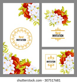 Wedding invitation cards with floral elements