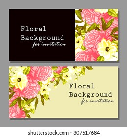 Wedding invitation cards with floral elements