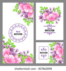 Wedding invitation cards with floral elements