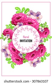 Wedding invitation cards with floral elements