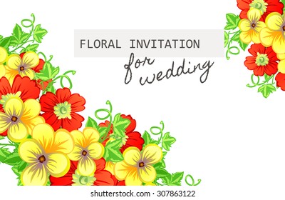 Wedding invitation cards with floral elements