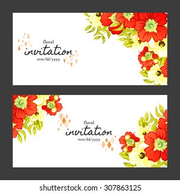 Wedding invitation cards with floral elements