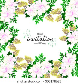 Wedding invitation cards with floral elements