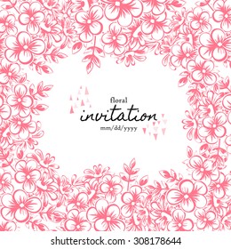 Wedding invitation cards with floral elements