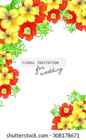 Wedding invitation cards with floral elements
